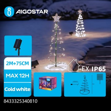 Aigostar - LED сонячна різдвяна декорація LED/0,26W/3,7V 75см IP65 500 мАг холодний білий