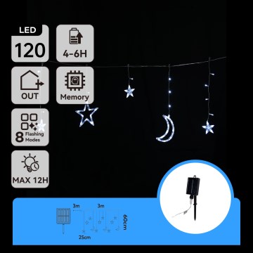 Aigostar - LED сонячна різдвяна гірлянда 120xLED/8 функцій 3x0,6m 500 mAh IP65 холодний білий
