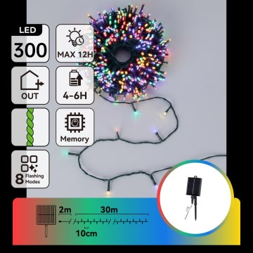 Aigostar - LED сонячна різдвяна гірлянда 300xLED/8 функцій 32m IP65 багатокольорова 1200 mAh