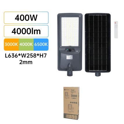 Aigostar - світлодіодна сонячна вулична лампа з датчиком LED/400W/3,2V 4800mAh + пульт дистанційного керування