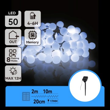 Aigostar - LED сонячний декоративний гірлянд 50xLED/8 функцій 12м IP65 холодний білий 800 мАг