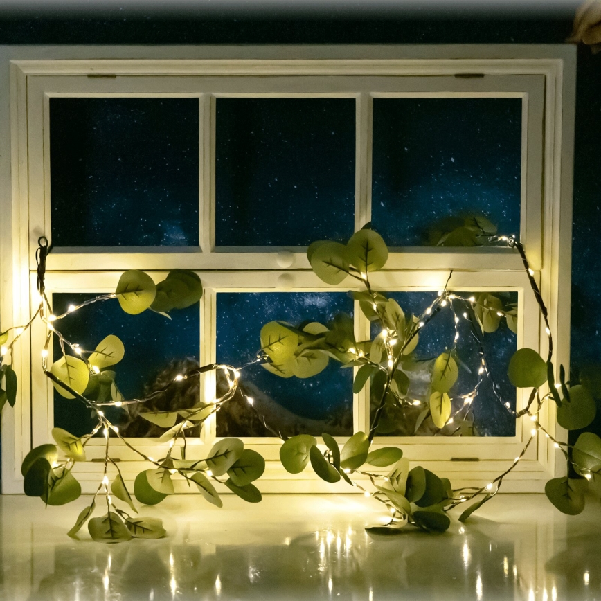 Aigostar - Світлодіодний сонячний гірлянд 110xLED/4м IP65 300 мАг тепле біле евкаліпт