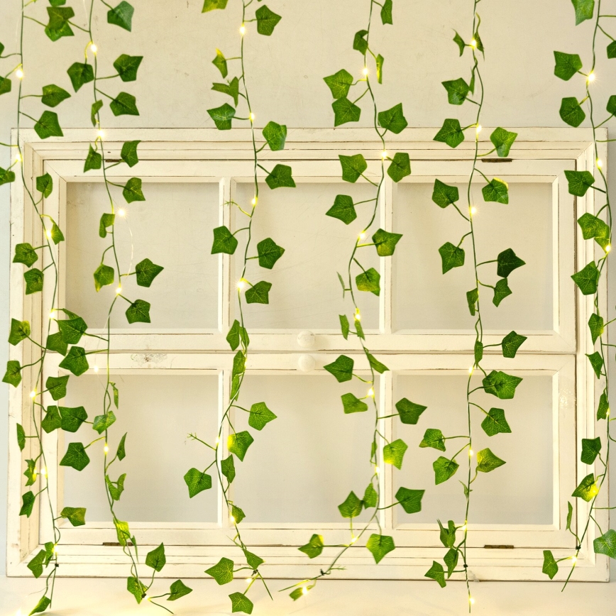 Aigostar - Світлодіодний сонячний гірлянд 70xLED/4x1м IP65 300 мАг тепле біле листя плюща