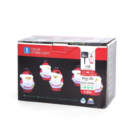 Aigostar - Світлодіодний різдвяний сонячний ланцюг 10xLED/3,8 м IP44 холодний білий 400 мАг