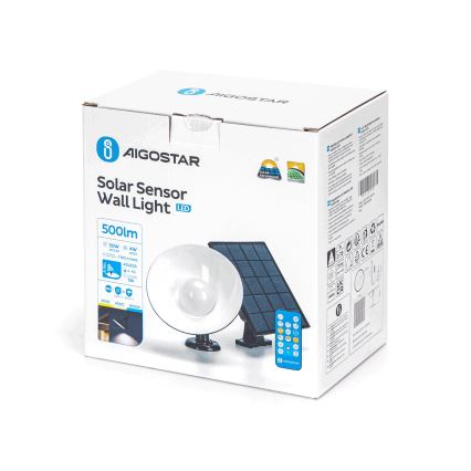 Aigostar - Світильник на сонячній батареї з LED-датчиком LED/3,2В 3000K/4000K/6500K IP65 5000 мАг з дистанційним керуванням