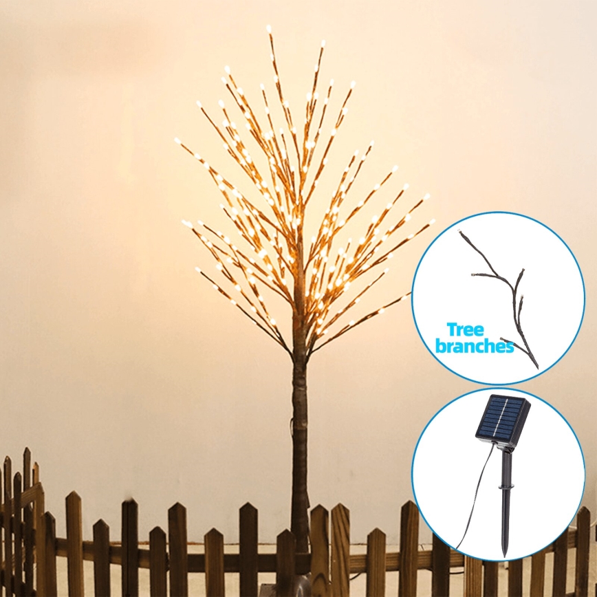 Aigostar - LED сонячна декоративна гірлянда 96 LED/3,5 м IP65 1200 мАг тепле біле світло, дерево