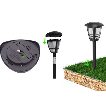 Aigostar - Світлодіодна сонячна лампа LED/0,06W/2V 100 mAh 33,8 см 6500K IP44 чорна