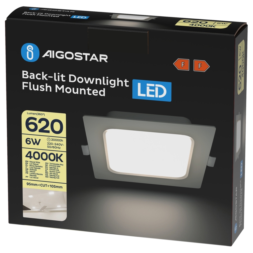 Aigostar - LED стельове світло LED/6W/230V 4000K 12x12 см біле