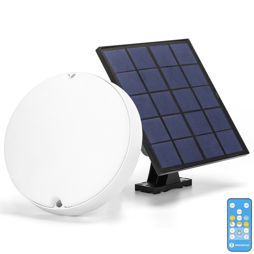 Aigostar - LED стельовий світильник з регулюванням яскравості на сонячній батареї LED/3,2V 3000K/4000K/6500K IP65 + пульт дистанційного керування