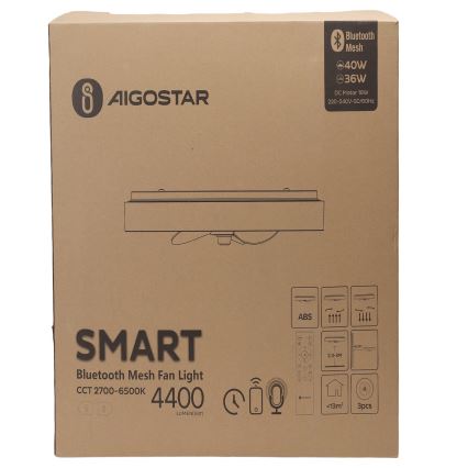 Aigostar - LED Стельовий світильник з вентилятором та регулюванням яскравості MESH LED/40W/230V 2700-6500K чорний + пульт дистанційного керування