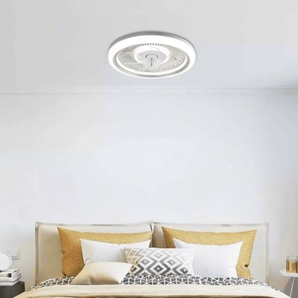 Aigostar - LED Стельовий вентилятор з регулюванням яскравості LED/40W/230V 2700/4000/6500K діаметр 50 см + пульт дистанційного керування білий