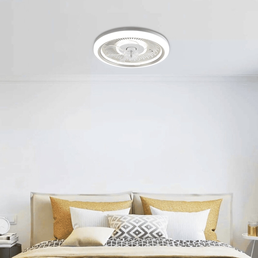 Aigostar - LED Стельовий вентилятор з регулюванням яскравості LED/40W/230V 2700/4000/6500K діаметр 50 см + пульт дистанційного керування білий