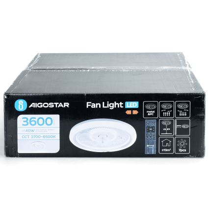 Aigostar - LED Стельовий вентилятор з регулюванням яскравості LED/40W/230V 2700/4000/6500K діаметр 50 см + пульт дистанційного керування білий