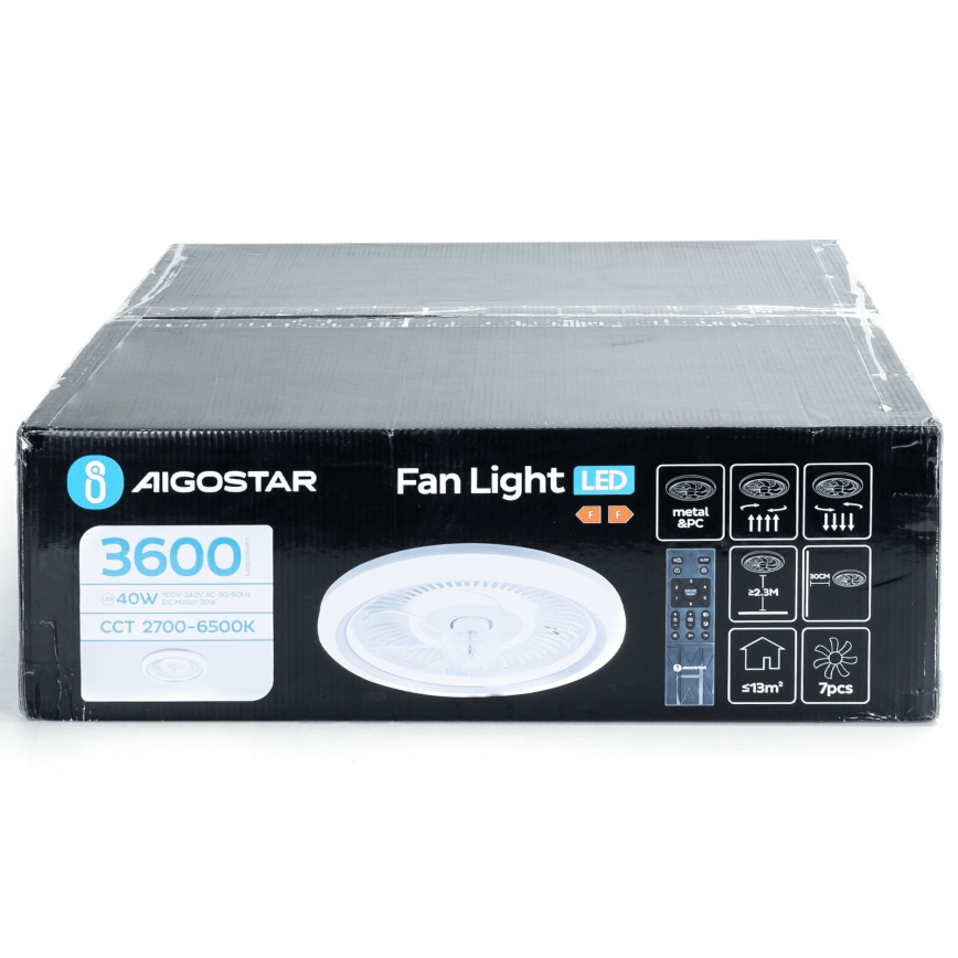 Aigostar - LED Стельовий вентилятор з регулюванням яскравості LED/40W/230V 2700/4000/6500K діаметр 50 см + пульт дистанційного керування білий