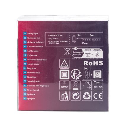 Aigostar - LED Уличная декоративная гирлянда 10xLED/8m IP44 холодный белый