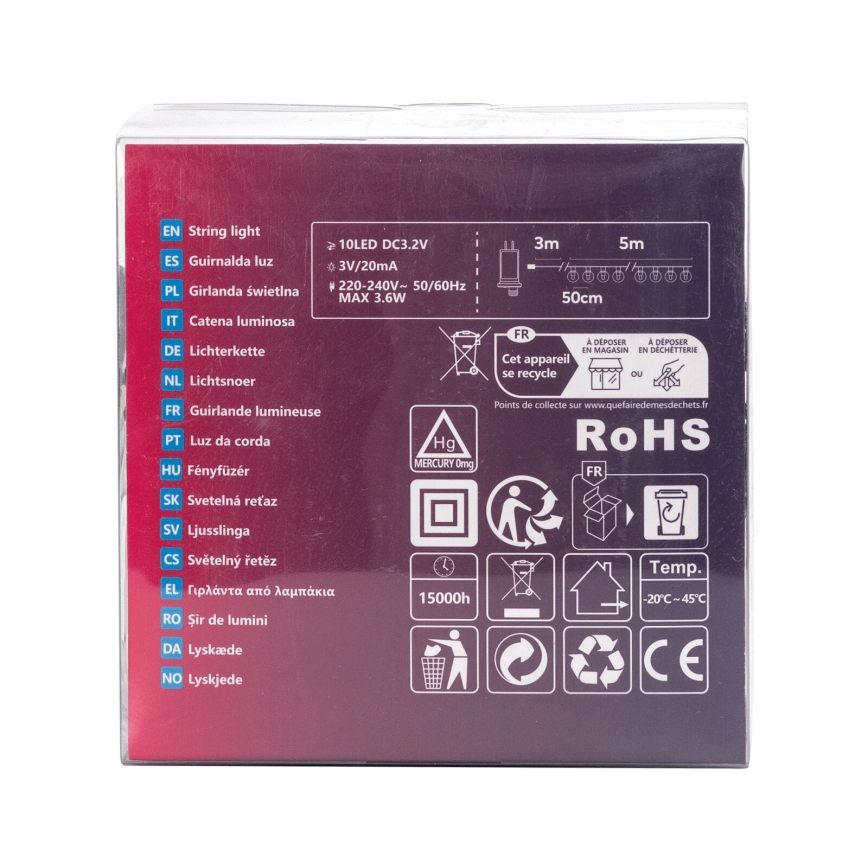 Aigostar - LED Уличная декоративная гирлянда 10xLED/8m IP44 холодный белый