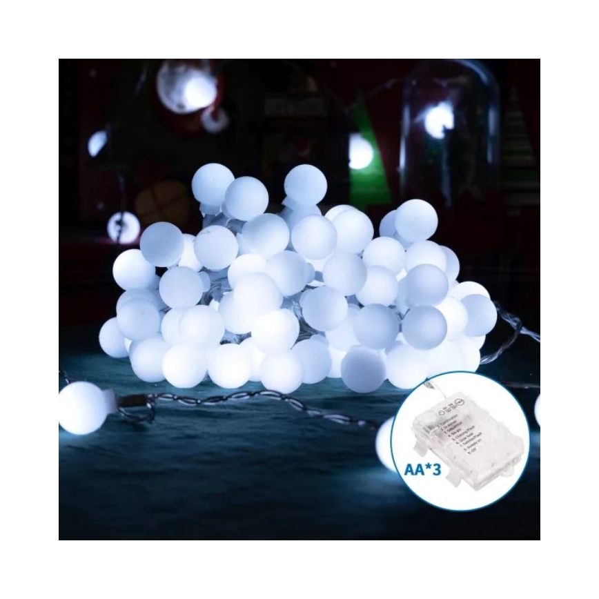 Aigostar - LED уличная гирлянда 100xLED/3xAA/8 функций 10,3 m IP44 холодный белый