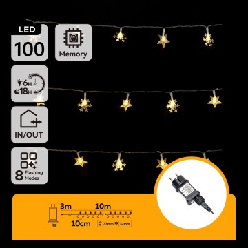 Aigostar - LED уличная гирлянда 100xLED/8 функций 13m IP44 тёплый белый