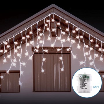 Aigostar - LED уличная  гирлянда 200xLED/8 режимов 3xAA 13x0,6m IP44 холодный белый