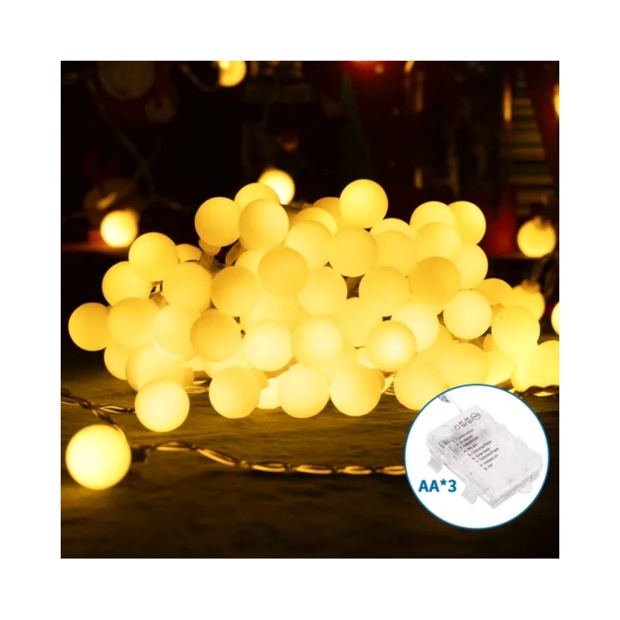 Aigostar-LED Уличная  гирлянда 25xLED/3xAA/8 функций 2,8 m IP44 тёплый белый
