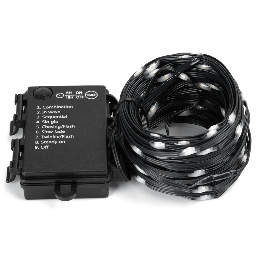 Aigostar -LED уличная гирлянда 50xLED/8 функций 3xAA 5,3m IP44 холодный белый