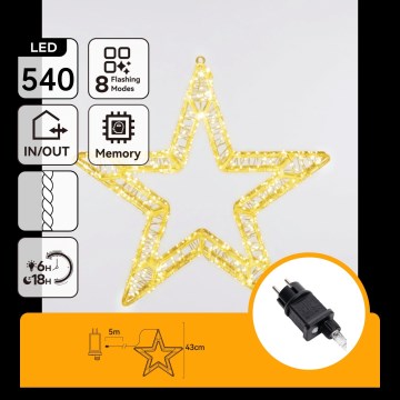 Aigostar - LED уличная рождественская декорация 540xLED/6W/230V IP44 тёплая белая 45cm звезда