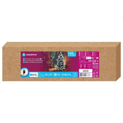 Aigostar - LED уличная рождественская елка 165xLED/8 режимов 1,5 m IP44 холодный белый
