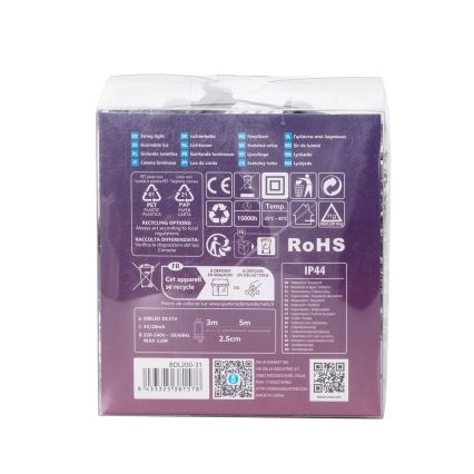 Aigostar - LED уличная рождественская гирлянда 200xLED/8 функций 8m IP44 холодный белый