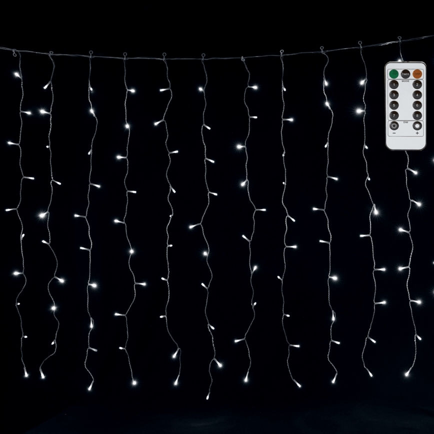 Aigostar - LED уличная гирлянда 300 светодиодов/8 режимов 3×1 м IP44 холодный белый + пульт дистанционного управления