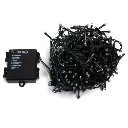 Aigostar - Уличная светодиодная рождественская гирлянда, 400 светодиодов/8 режимов, питание от 4×AA, длина 20,3 м, IP44, холодный белый