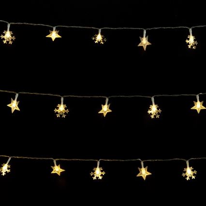 Aigostar - LED уличная гирлянда 50xLED/8 функций, 3xAA, 5m, IP44, тёплый белый, в форме звёзд