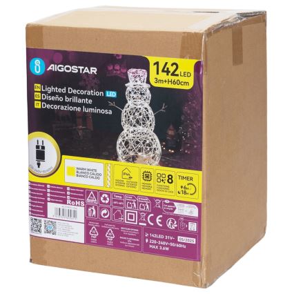 Aigostar - светодиодное уличное рождественское украшение LED/3,6W/31/230V 2700K 60 cm IP44 снеговик