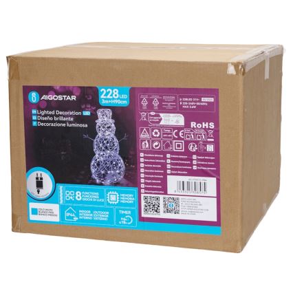 Aigostar-LED Уличное рождественское светодиодное украшение LED/3,6W/31/230V 6500K 90cm IP44 снеговик