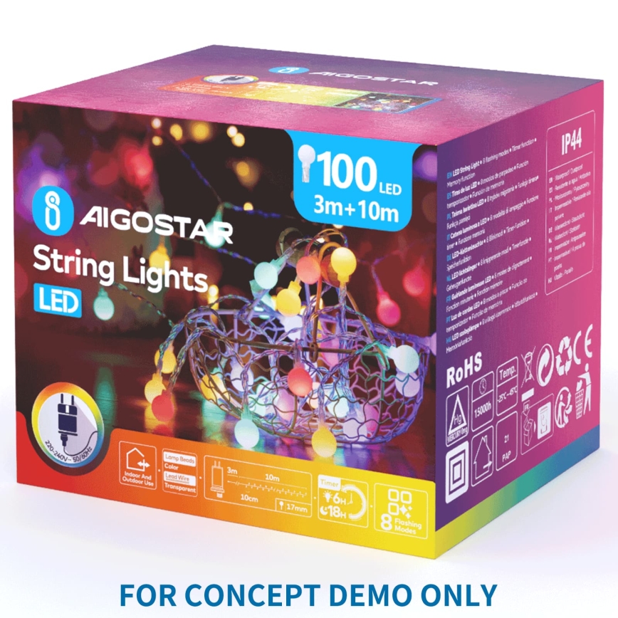 Aigostar - LED Уличная рождественская декорация 120xLED/3xAA/8 режимов 80 cm IP44 Santa/тёплый белый