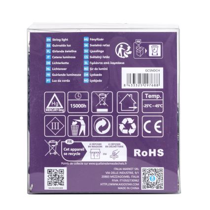 Aigostar-LED Наружная рождественская гирлянда 300xLED/8 функций 3xAA 15,3 м IP44 теплый белый