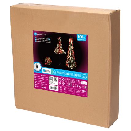 Aigostar - LED уличная рождественская ёлка 100xLED 1,5 м IP44 красный и холодный белый