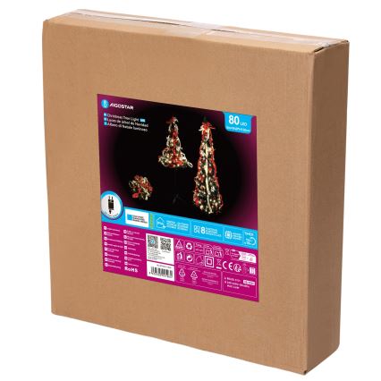 Aigostar - Уличная светодиодная рождественская ёлка, 80 светодиодов, 1,2m, IP44, красный и холодный белый