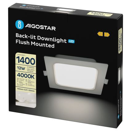 Aigostar - LED Вбудоване світильник LED/12W/230V 4000K 17,5x17,5 см білий