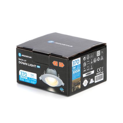 Aigostar - LED вбудоване світло LED/5W/230V 3000K діаметр 8,5 см біле