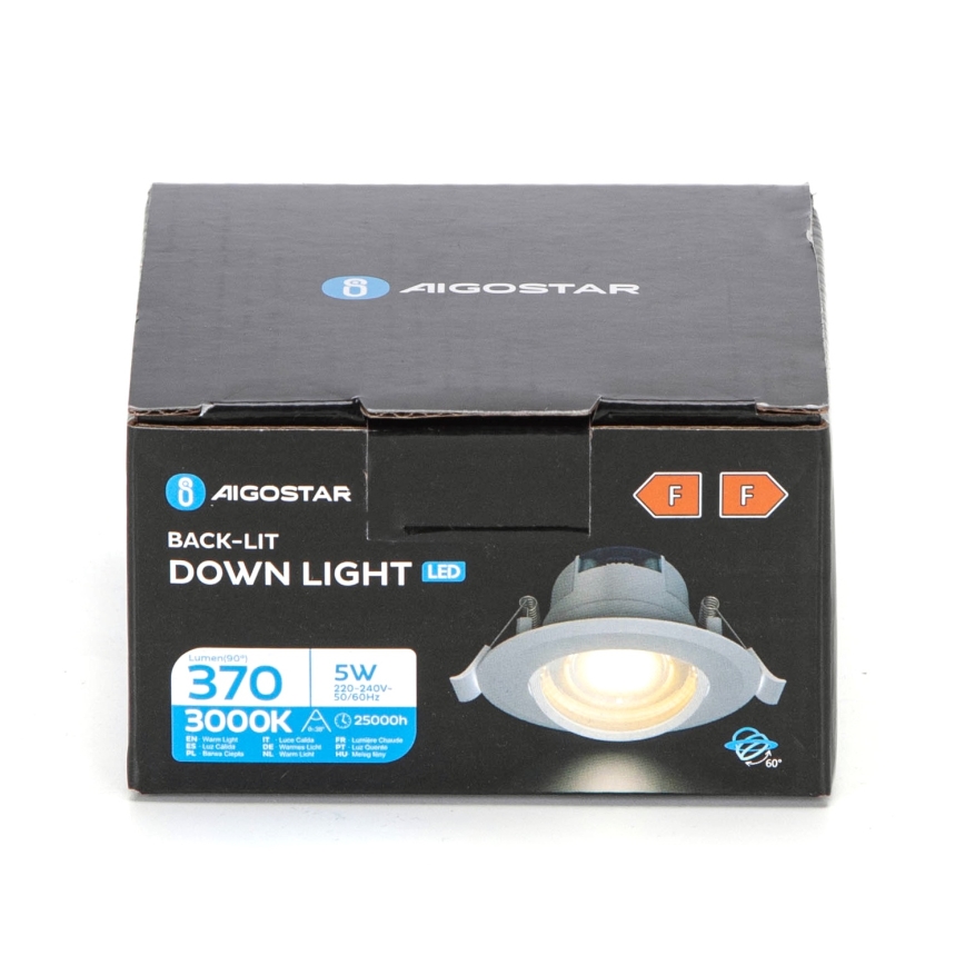 Aigostar - LED вбудоване світло LED/5W/230V 3000K діаметр 8,5 см біле