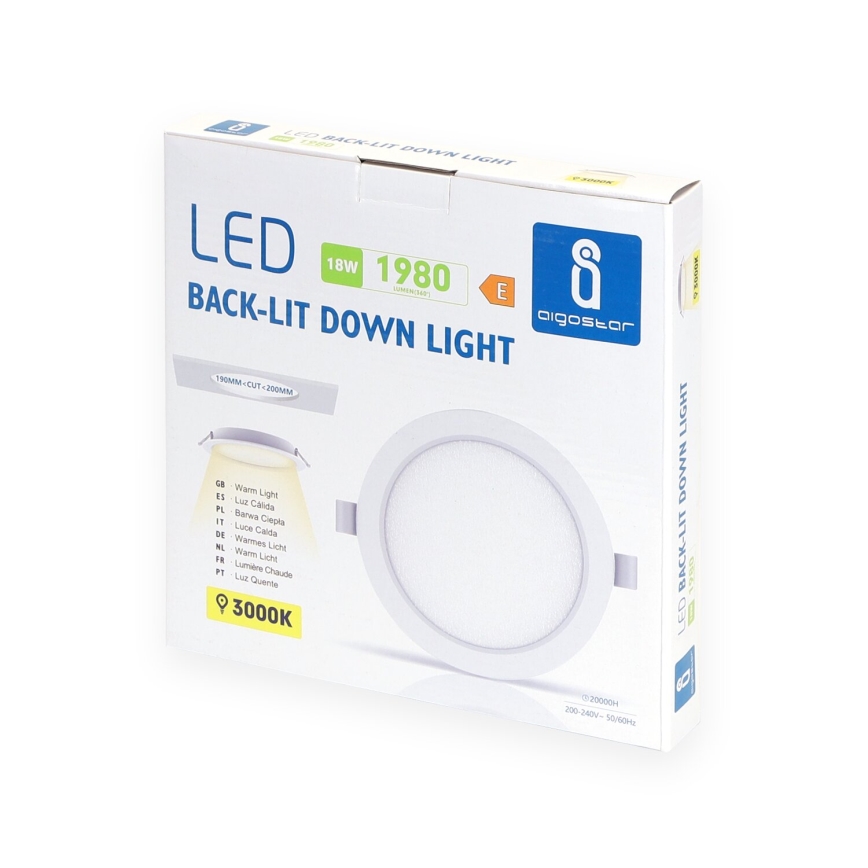 Aigostar - LED встраиваемый потолочный светильник LED/18 Вт/230 В 3000 К диам. 22,2 см белый