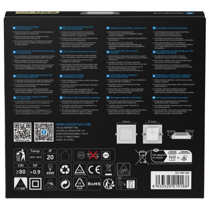 Aigostar - LED встраиваемый потолочный светильник LED/6W/230V 4000K 12x12 cm белый