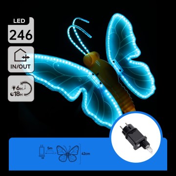 Aigostar - LED вулична декоративна прикраса 246xLED/9W/230V 42 см IP44 метелик/синій