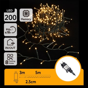 Aigostar - LED вулична гірлянда, 200 світлодіодів, 8 режимів, 8 м, IP44, тепле біле світло