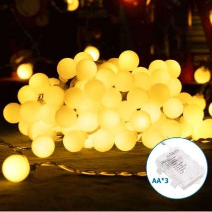 Aigostar-LED Вулична гірлянда 25xLED/3xAA/8 функцій 2,8 m IP44 тепле біле