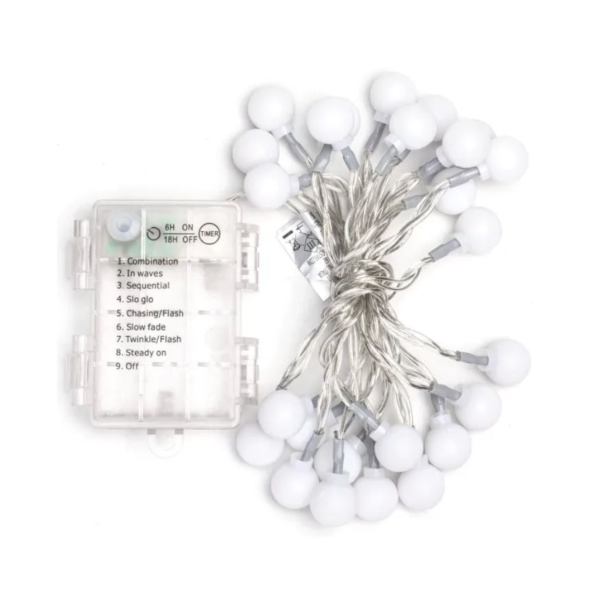 Aigostar-LED Вулична гірлянда 25xLED/3xAA/8 функцій 2,8 m IP44 тепле біле