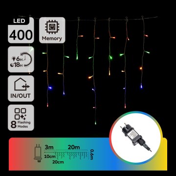 Aigostar - LED вулична гірлянда 400xLED/8 функцій 23x0,6m IP44 багатобарвна