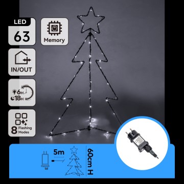 Aigostar - LED Вулична різдвяна прикраса 63xLED/3,6W/230V 60 cm IP44 холодно-біла ялинка