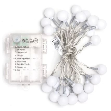 Aigostar - Вуличний різдвяний світлодіодний гірлянд 25xLED/3xAA/8 функцій 2,8 м IP44 холодний білий