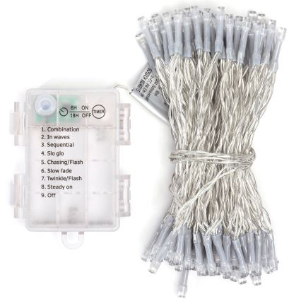 Aigostar - LED Вуличний різдвяний гірлянд 100xLED/8 функцій 3xAA 10,3м IP44 багатокольоровий